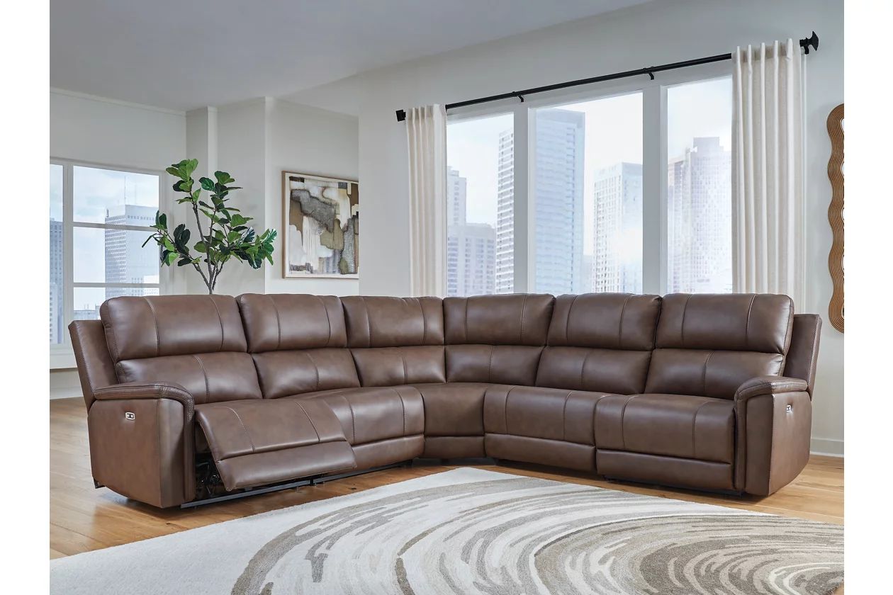 Burnley 5-Piece Power Reclining Sectional In Espresso NCU12001S4