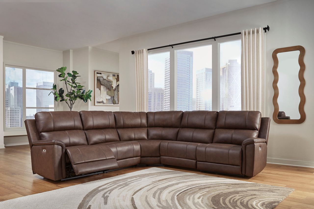 Burnley 5-Piece Power Reclining Sectional In Espresso NCU12001S4