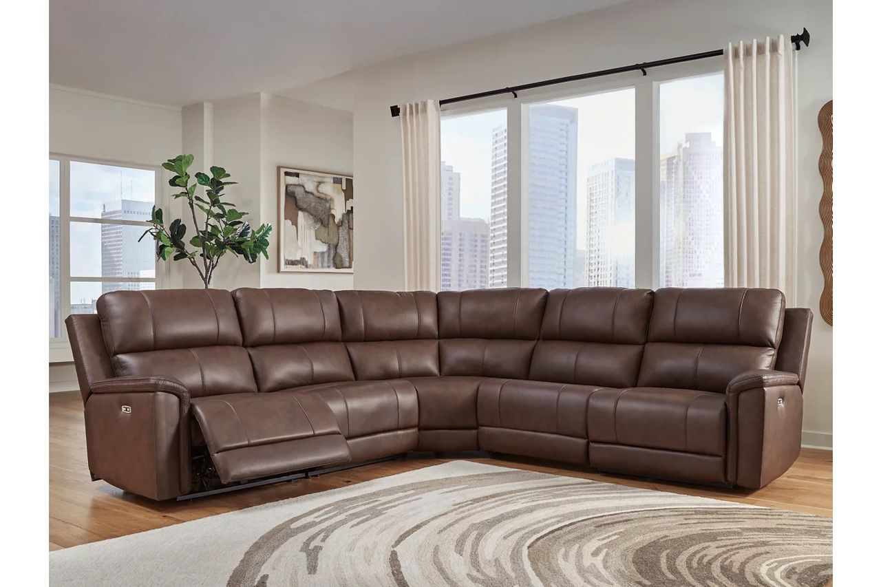 Burnley 5-Piece Power Reclining Sectional In Espresso NCU12001S4