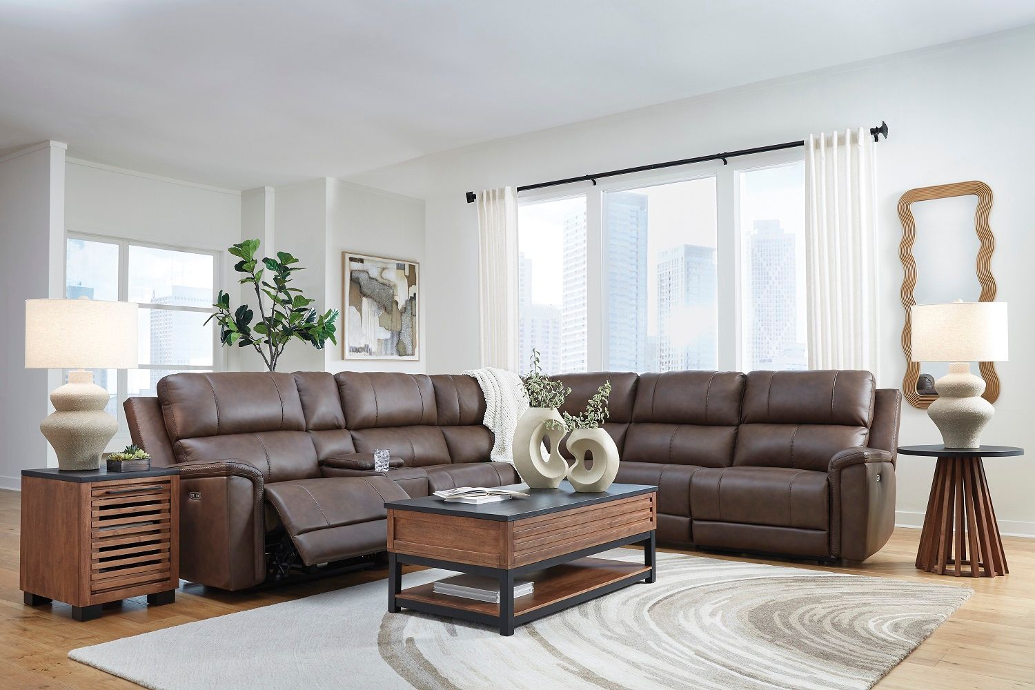 Burnley 6-Piece Power Reclining Sectional In Espresso NCU12001S5