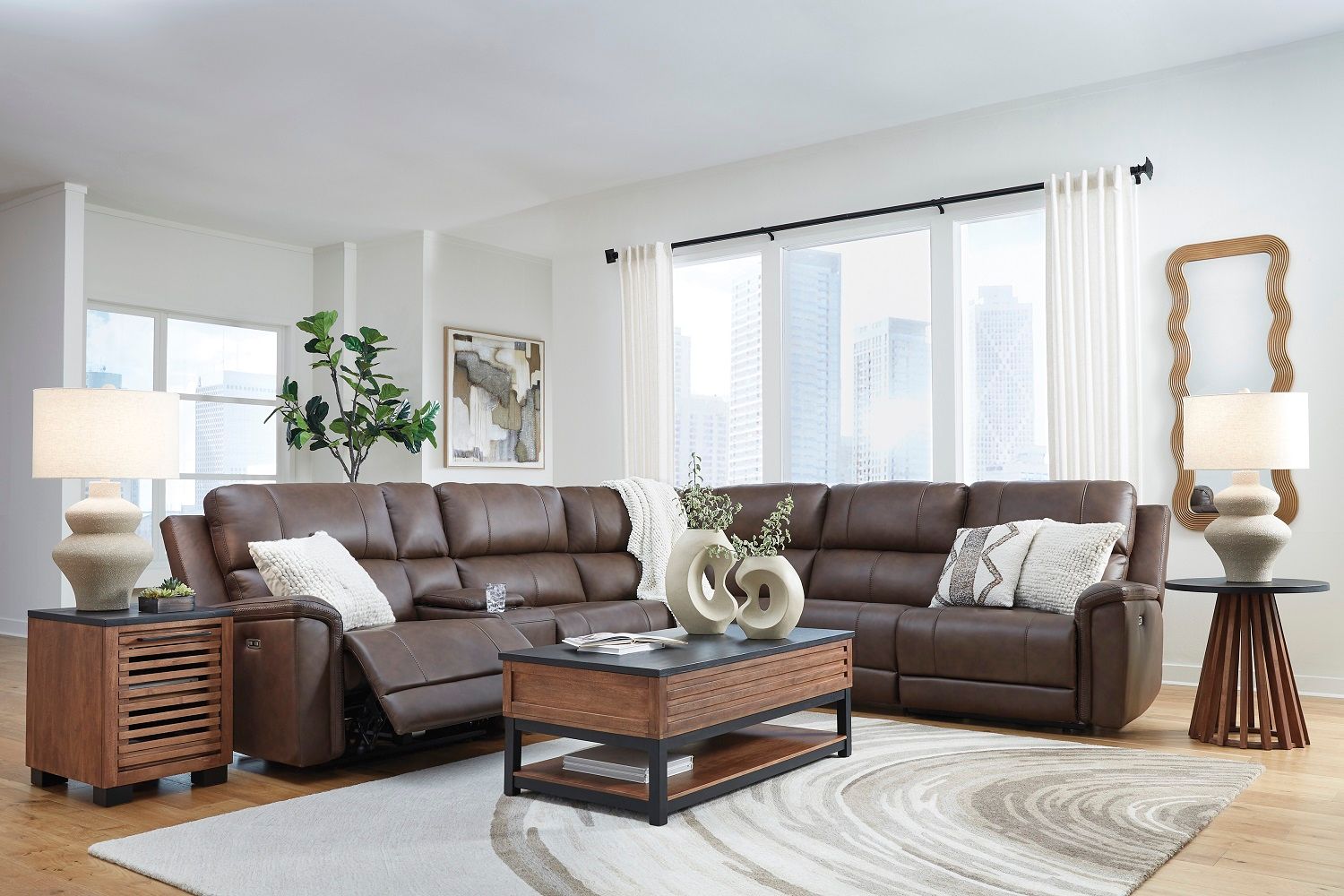 Burnley 6-Piece Power Reclining Sectional In Espresso NCU12001S5