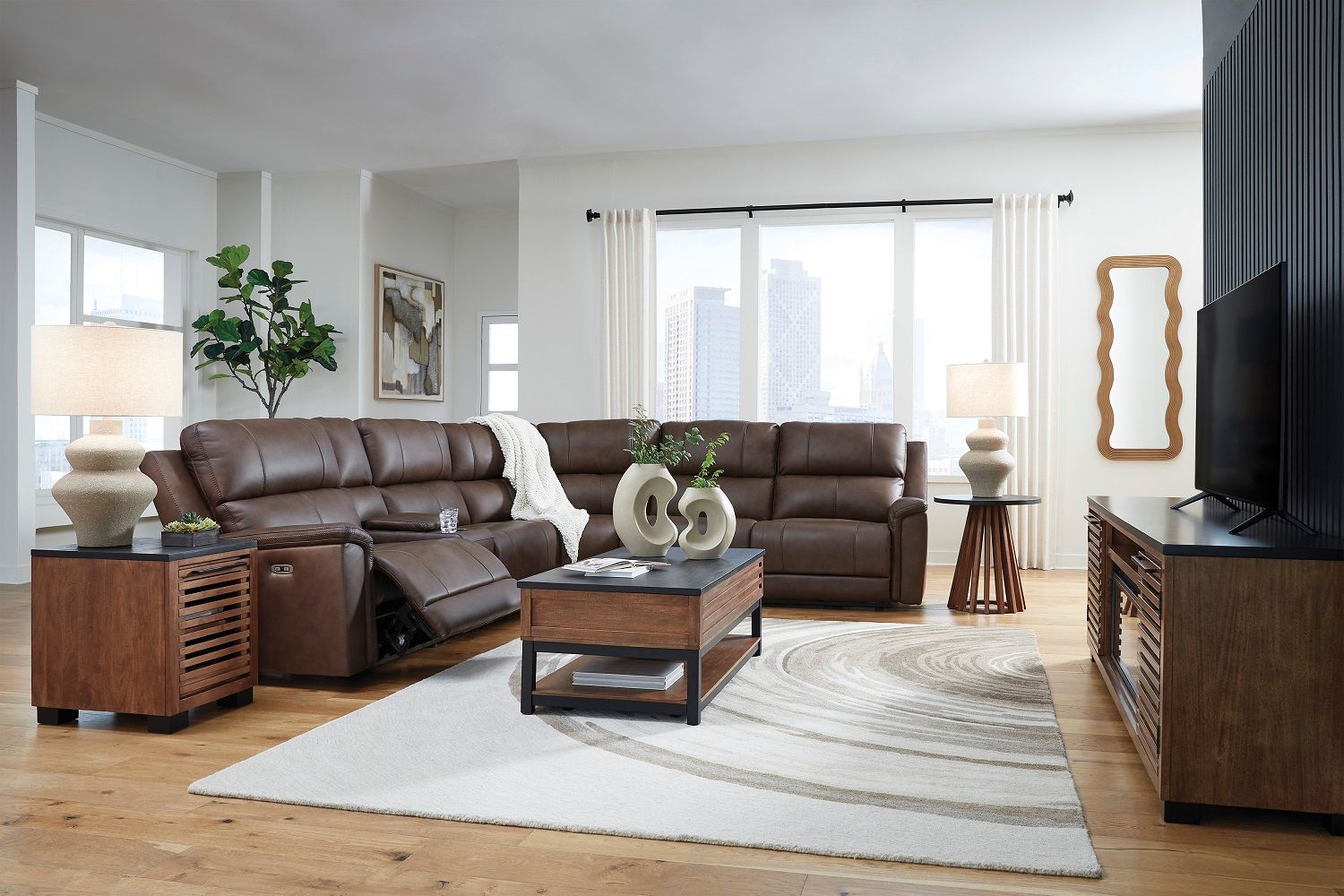 Burnley 6-Piece Power Reclining Sectional In Espresso NCU12001S5