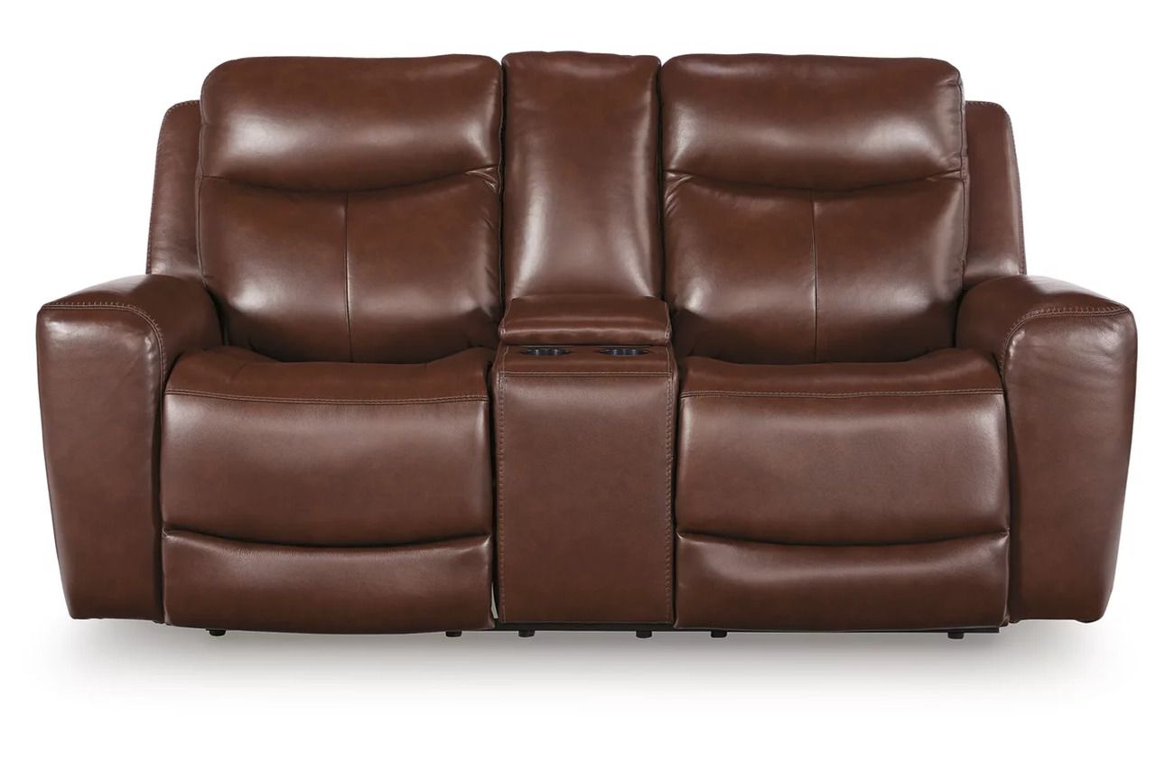 Mighty Moves Power Reclining Loveseat with Console In Mahogany NCU1210218