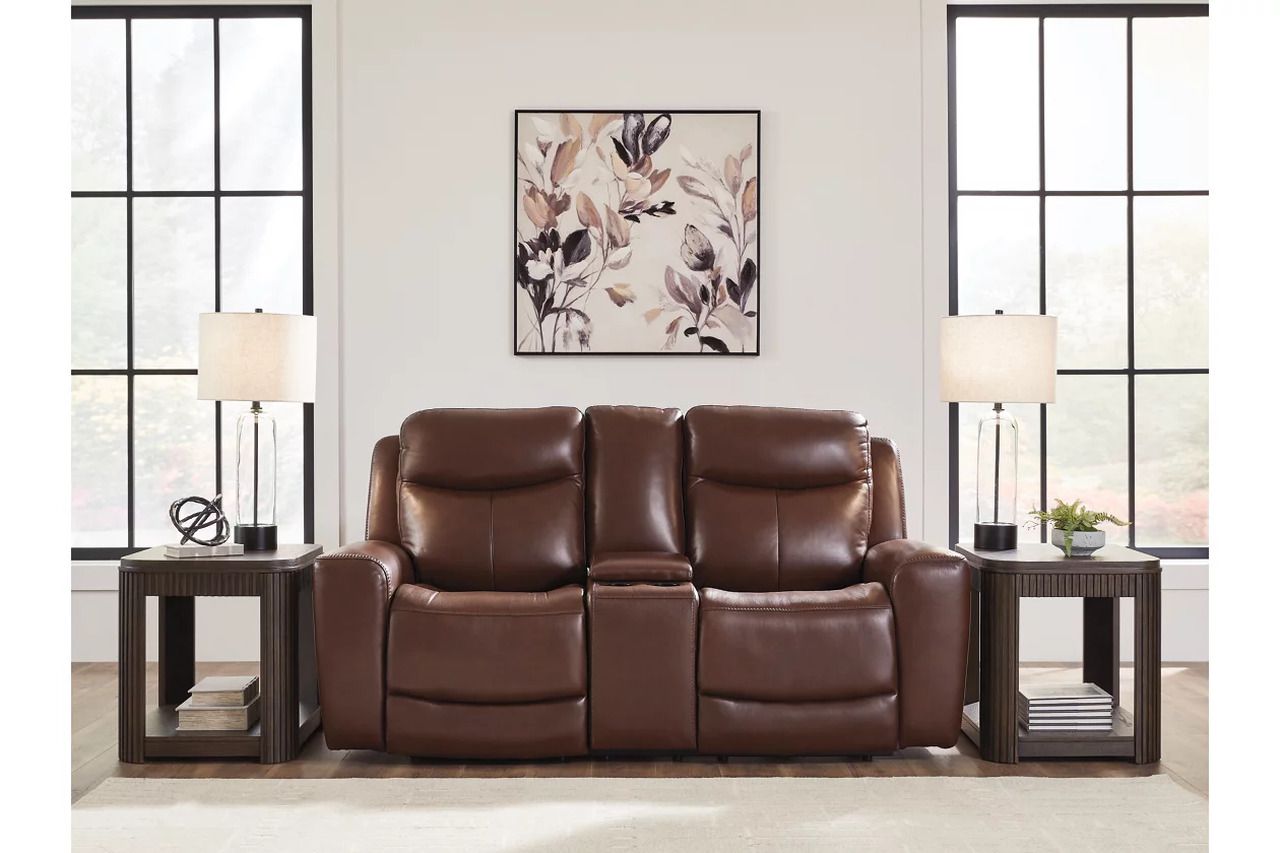 Mighty Moves Power Reclining Loveseat with Console In Mahogany NCU1210218