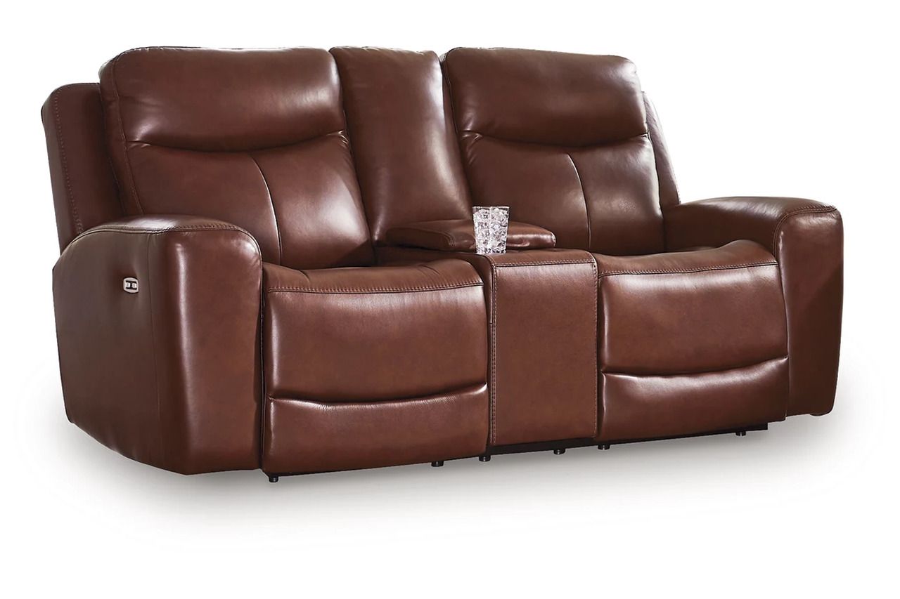 Mighty Moves Power Reclining Loveseat with Console In Mahogany NCU1210218