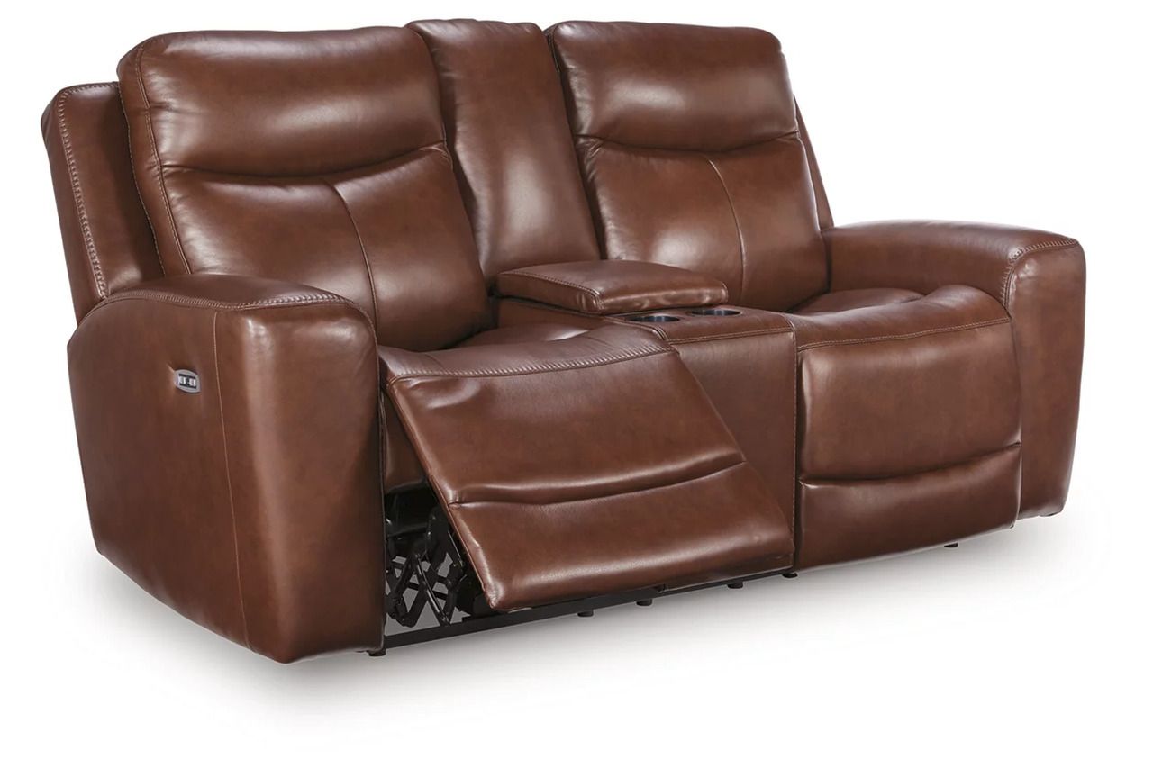 Mighty Moves Power Reclining Loveseat with Console In Mahogany NCU1210218