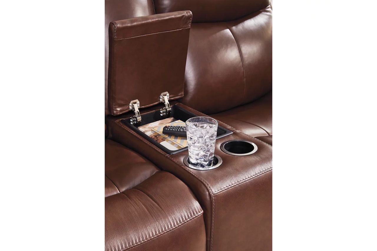 Mighty Moves Power Reclining Loveseat with Console In Mahogany NCU1210218