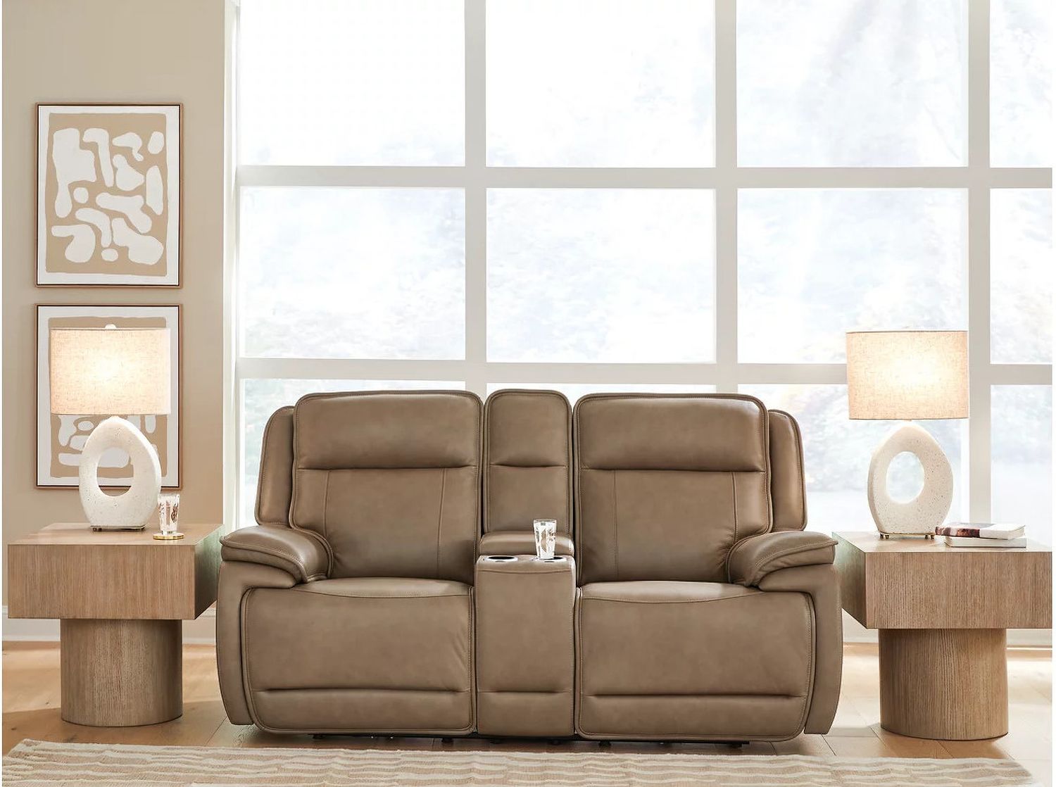 Rondelay Power Reclining Loveseat with Console In Sahara NCU1240018