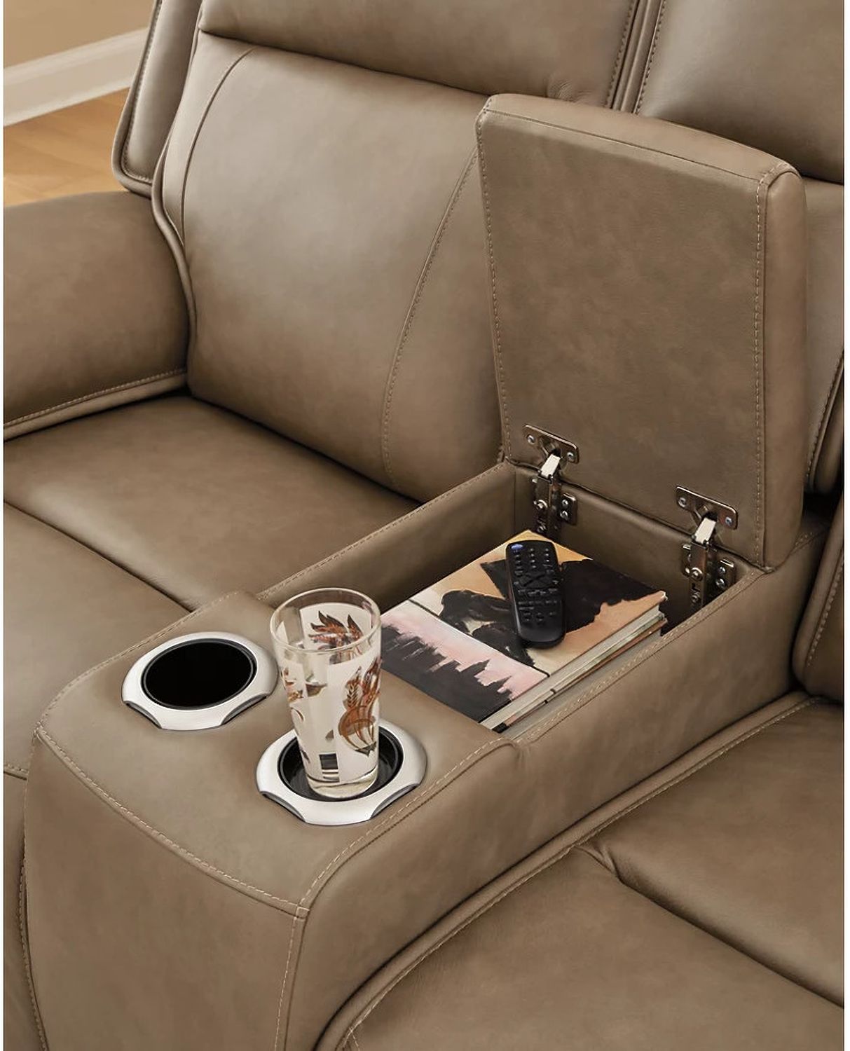 Rondelay Power Reclining Loveseat with Console In Sahara NCU1240018