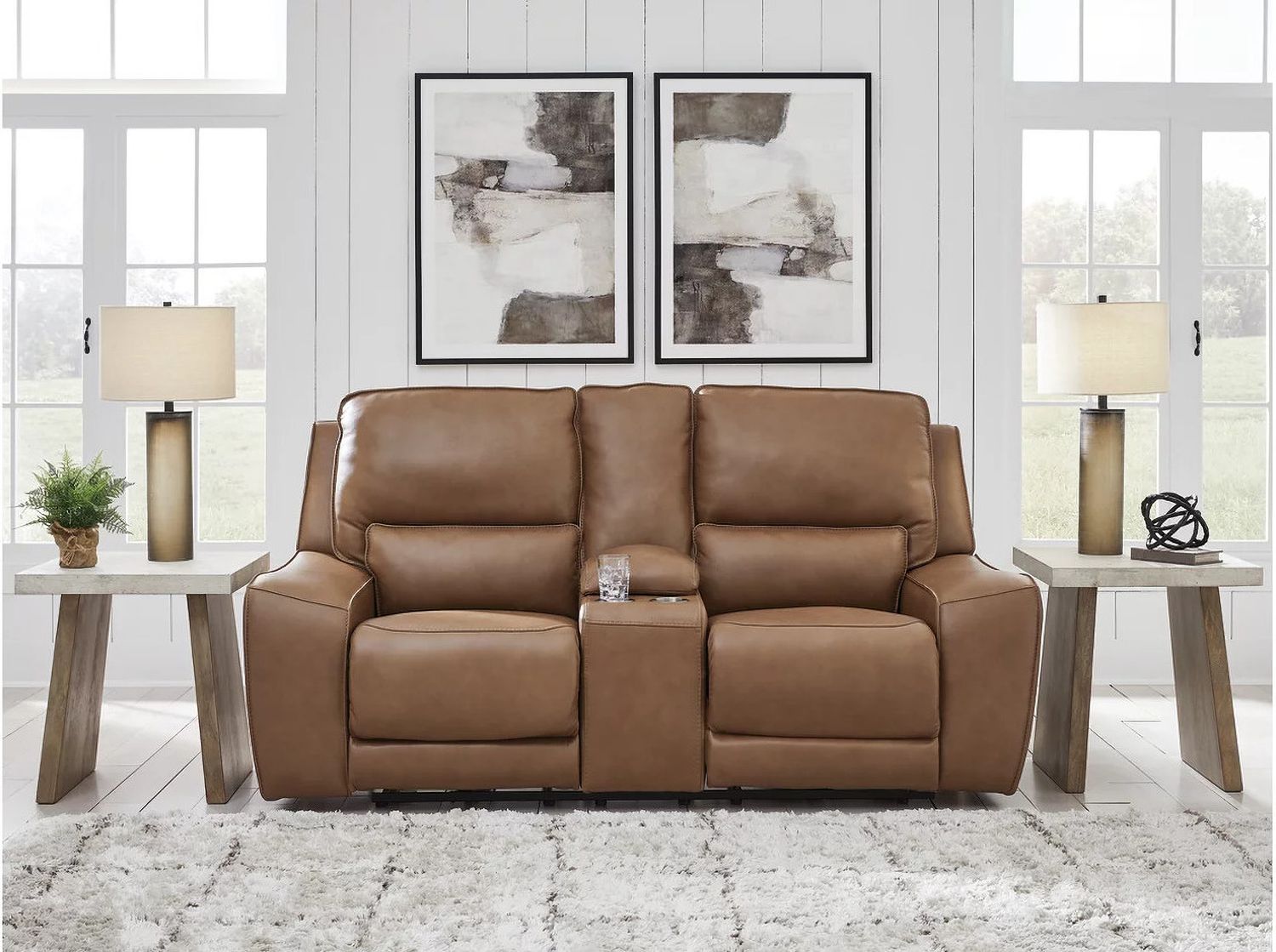 Spear Hill Power Reclining Loveseat with Console In Caramel NCU6260618