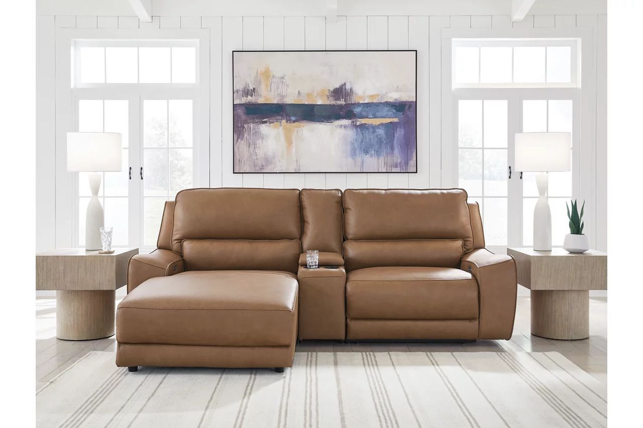 Spear Hill 3-Piece LAF Power Reclining Sectional with Chaise In Caramel NCU62606S17