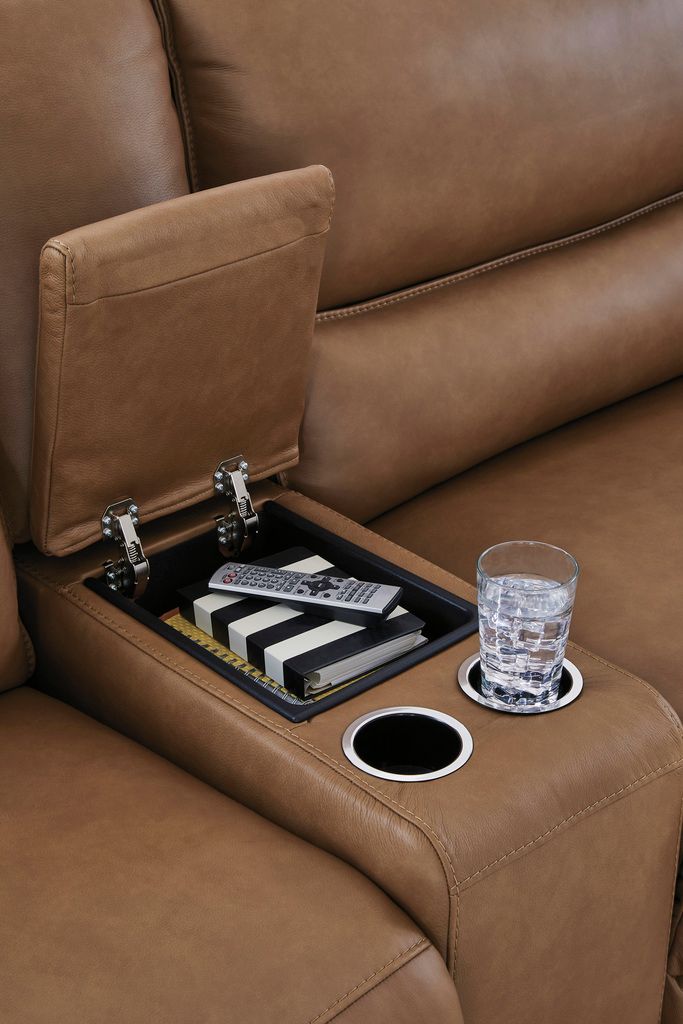 Spear Hill 3-Piece LAF Power Reclining Sectional with Chaise In Caramel NCU62606S17