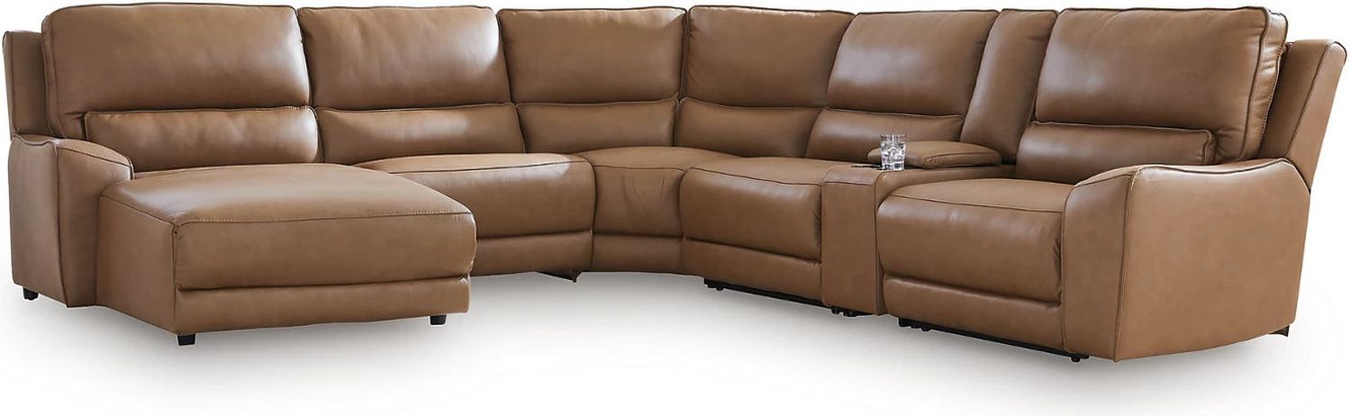 Spear Hill 6-Piece LAF Power Reclining Sectional with Chaise In Caramel NCU62606S19