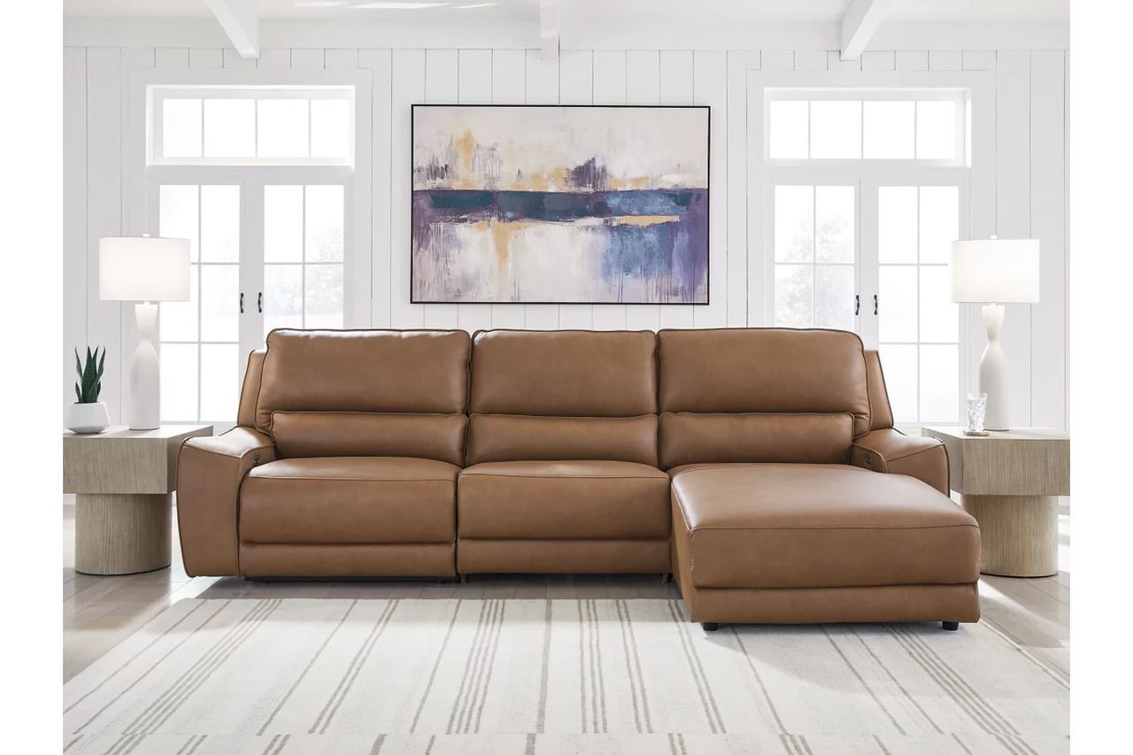 Spear Hill 3-Piece RAF Reclining Sofa Chaise In Caramel NCU62606S22