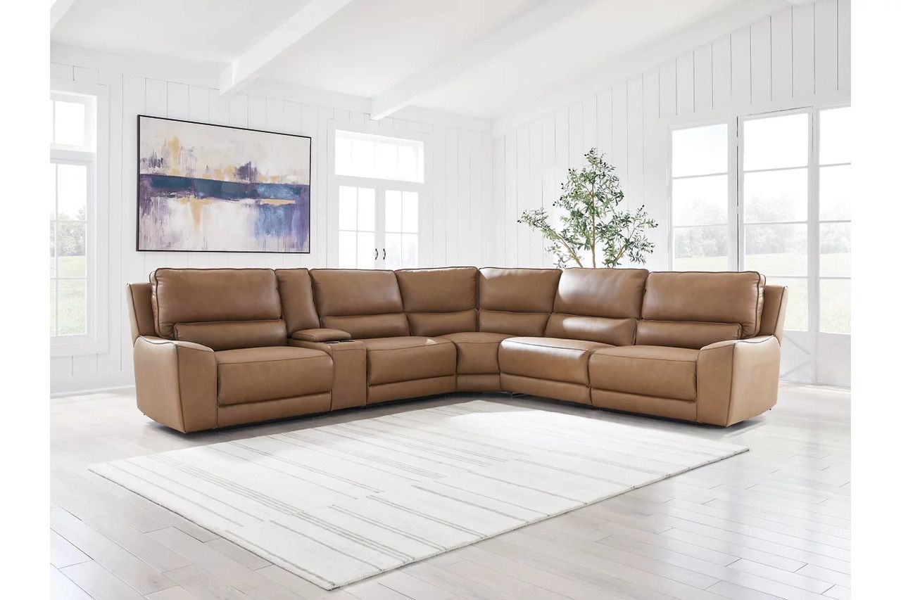 Spear Hill 6-Piece Reclining Sectional with Storage Console In Caramel NCU62606S36