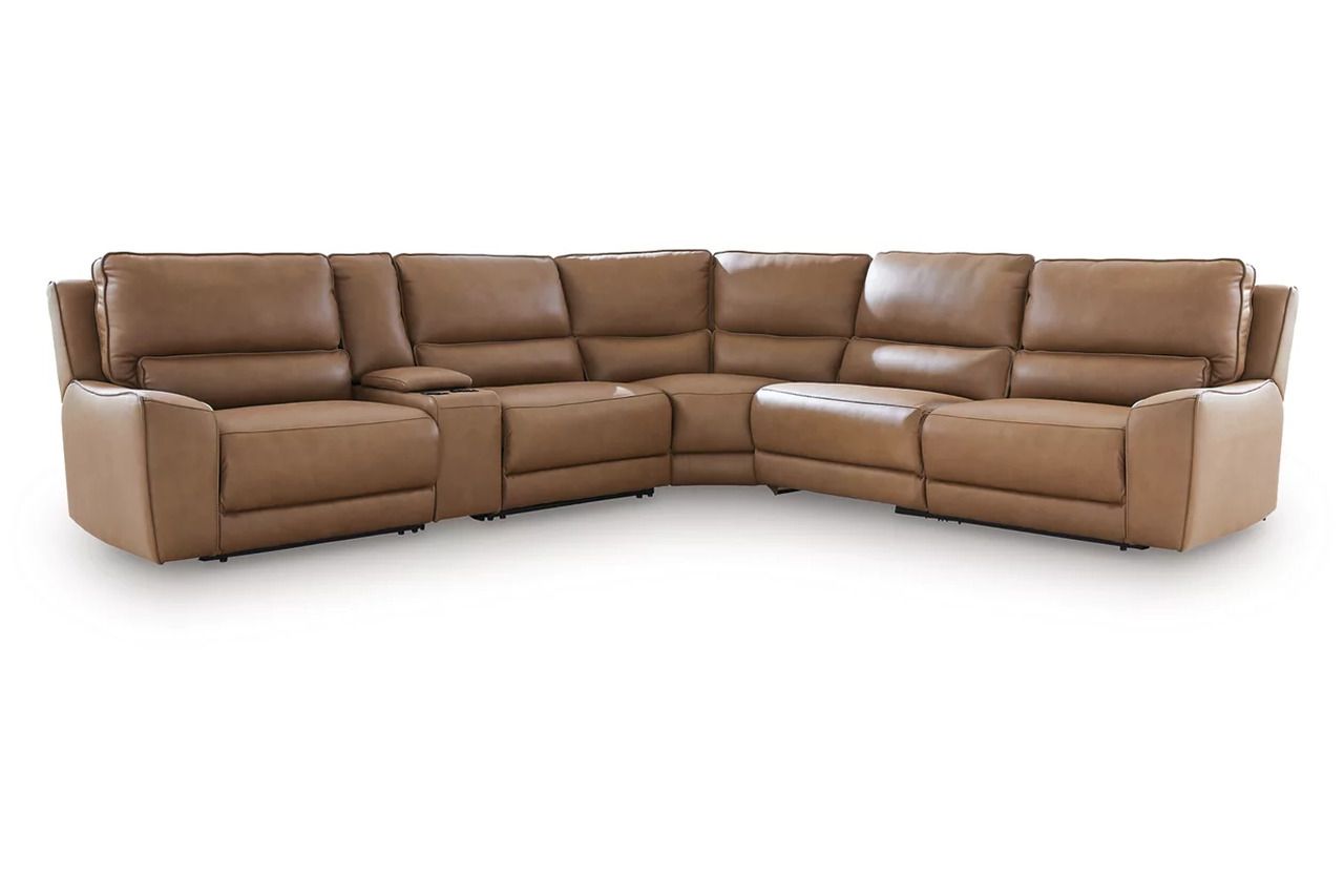 Spear Hill 6-Piece Reclining Sectional with Storage Console In Caramel NCU62606S36