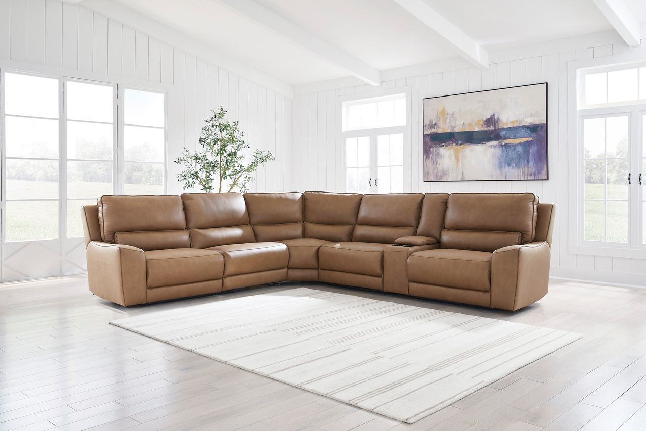 Spear Hill 6-Piece Reclining Sectional with Storage Console In Caramel NCU62606S36
