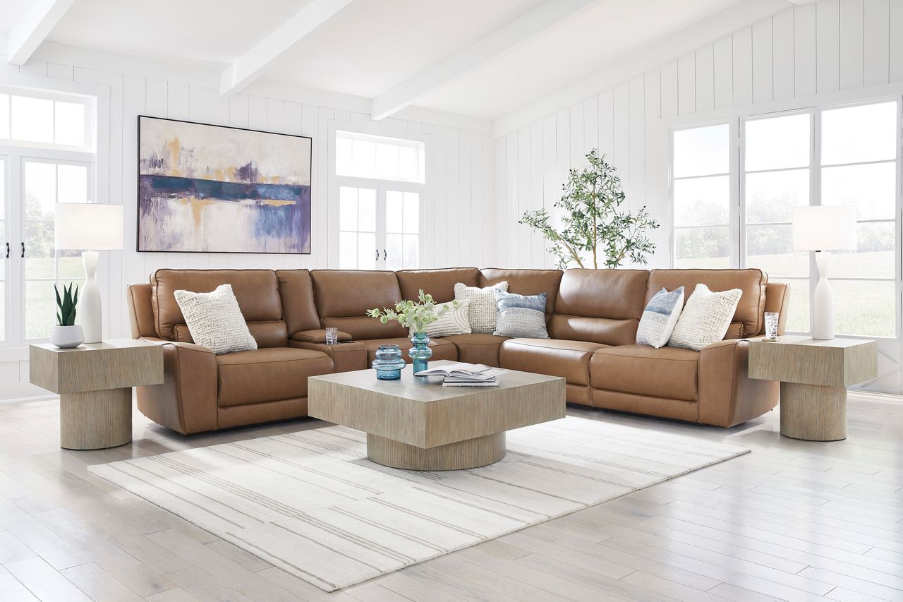 Spear Hill 6-Piece Reclining Sectional with Storage Console In Caramel NCU62606S36