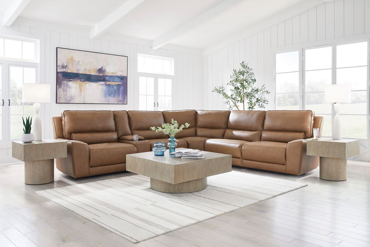 Spear Hill 6-Piece Reclining Sectional with Storage Console In Caramel NCU62606S36