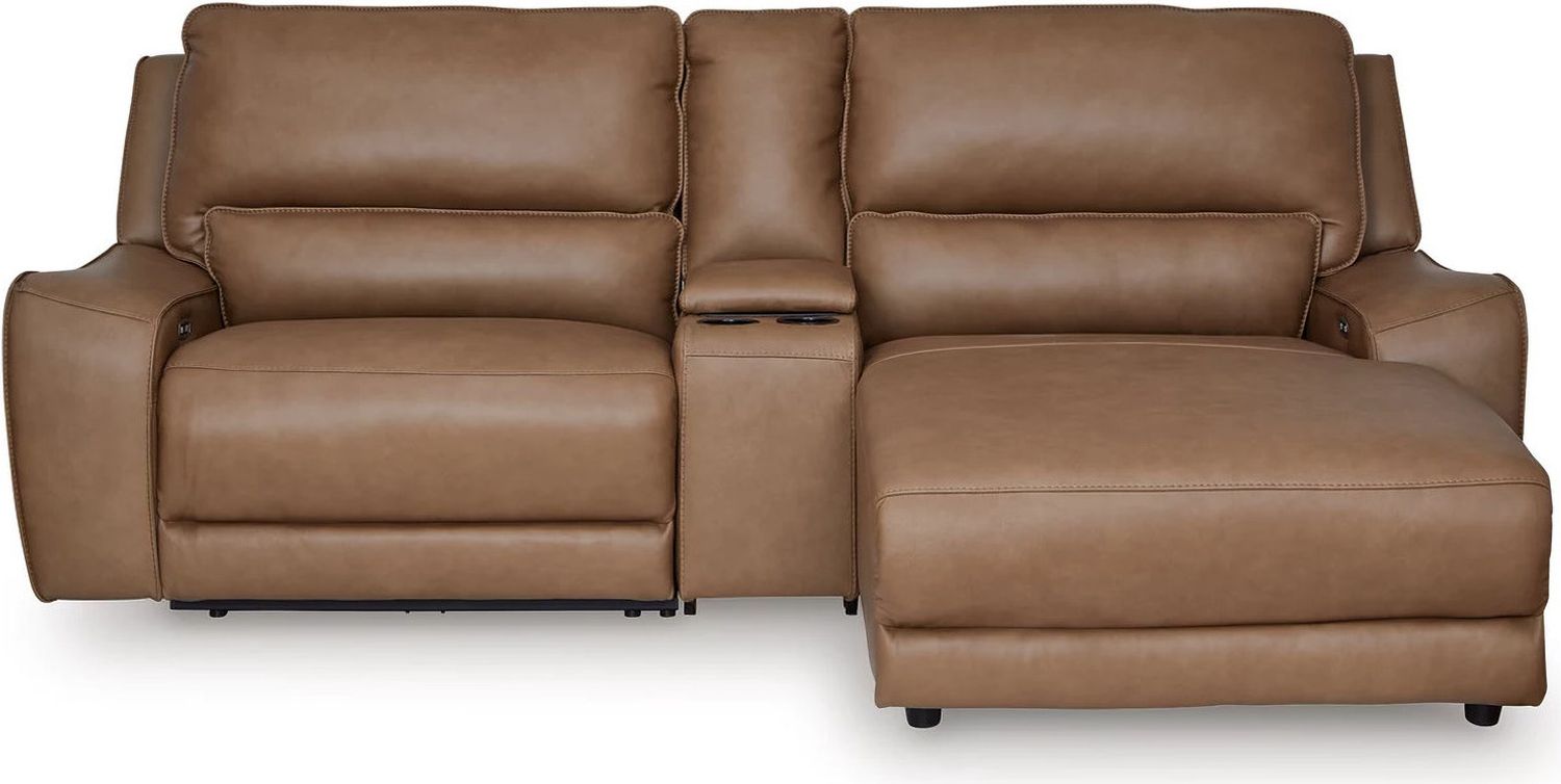 Spear Hill 3-Piece RAF Power Reclining Sectional with Chaise In Caramel NCU62606S4