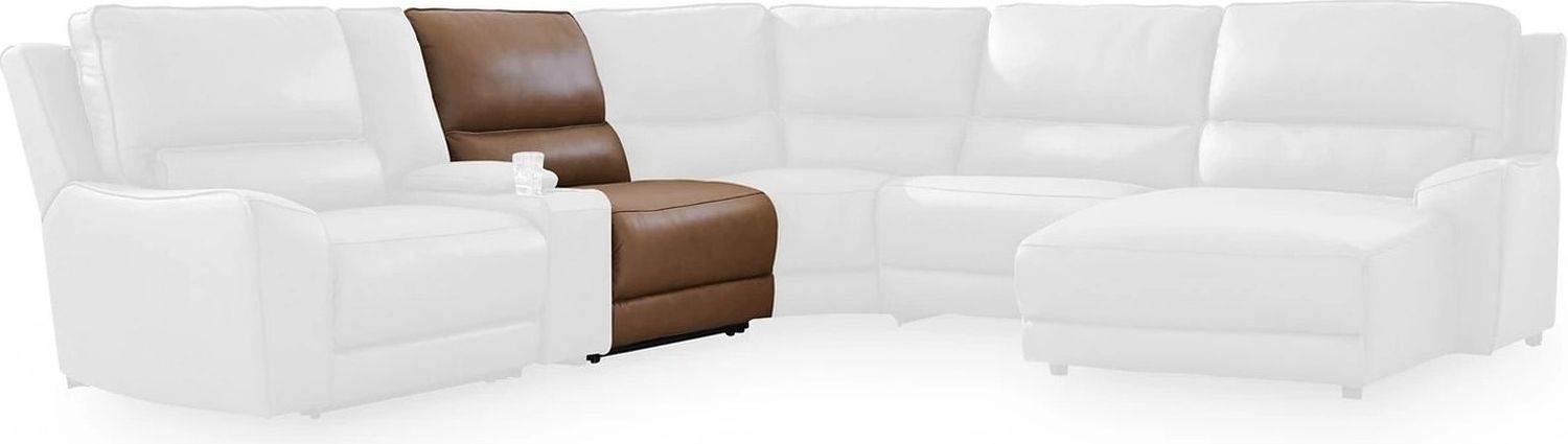 Spear Hill 6-Piece RAF Power Reclining Sectional with Chaise In Caramel NCU62606S6