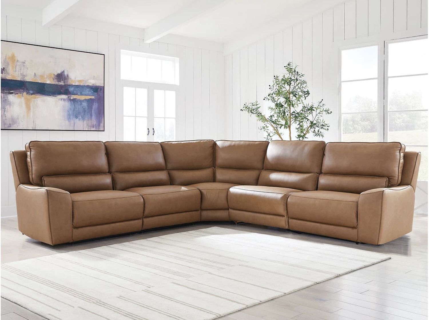 Spear Hill 5-Piece Power Reclining Sectional In Caramel NCU62606S8