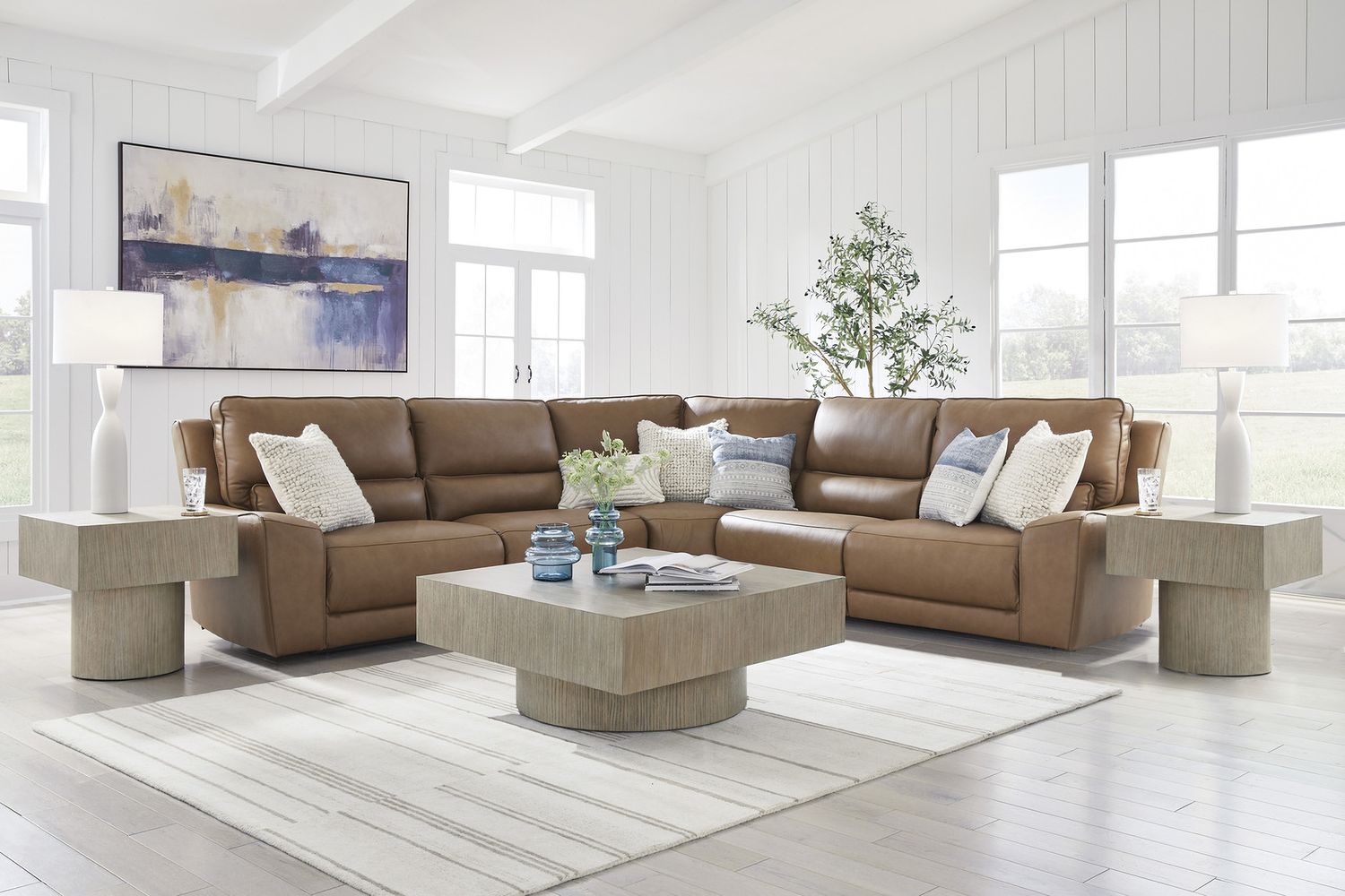 Spear Hill 5-Piece Power Reclining Sectional In Caramel NCU62606S8