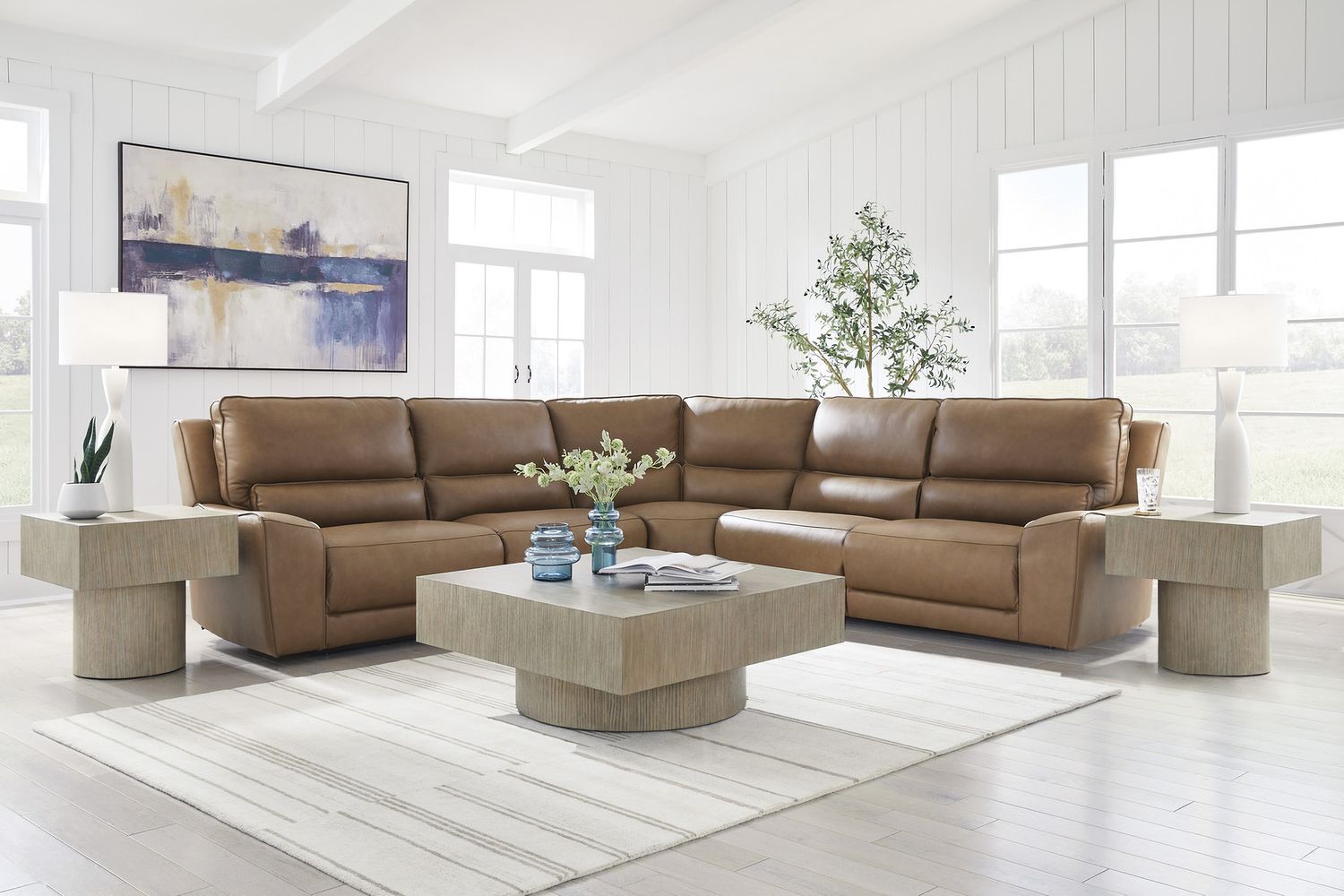 Spear Hill 5-Piece Power Reclining Sectional In Caramel NCU62606S8
