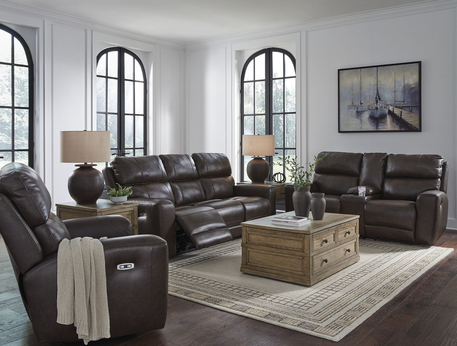 Side Step Power Reclining Sofa In Smoke NCU6450615