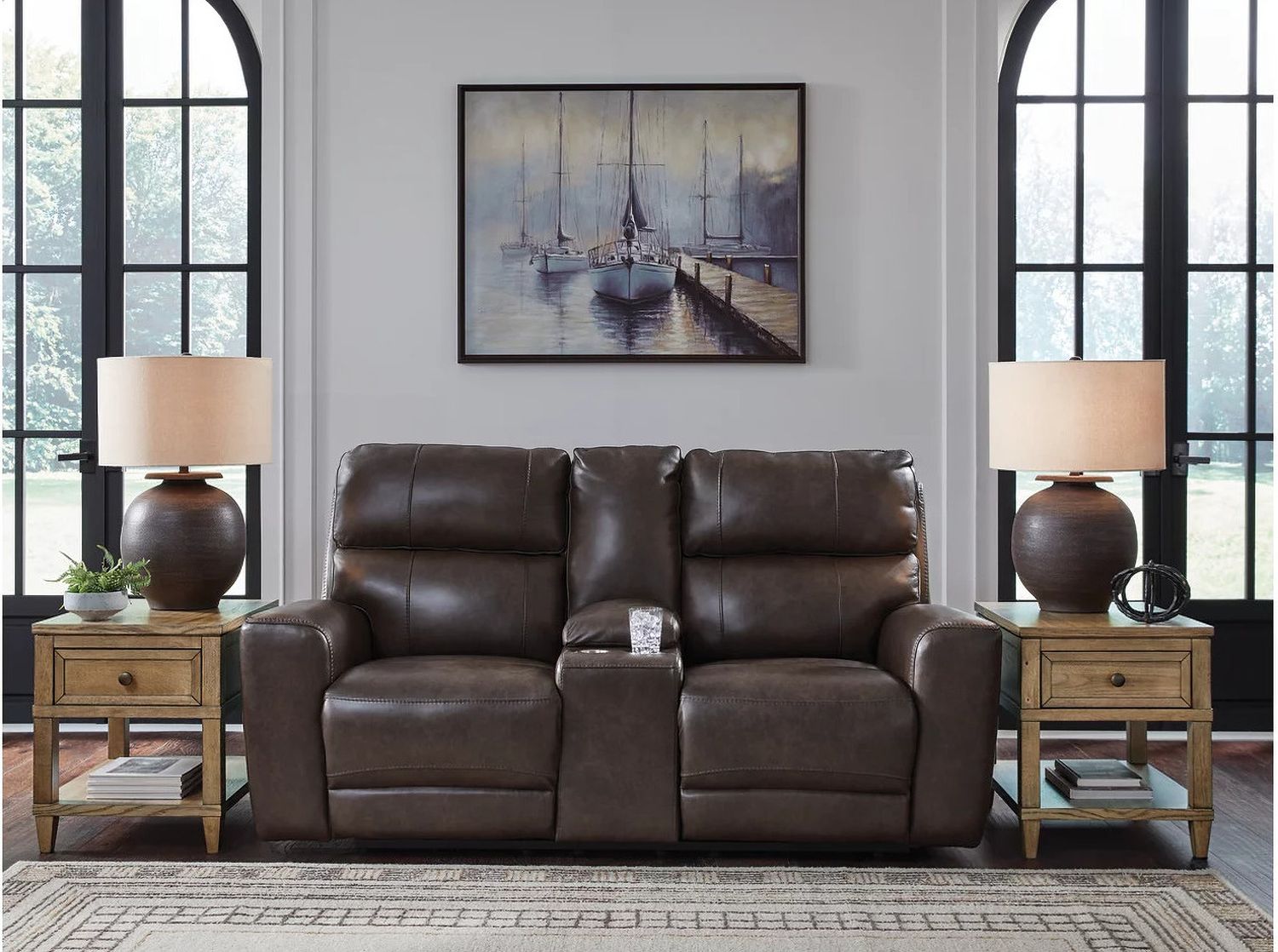 Side Step Power Reclining Loveseat with Console In Smoke NCU6450618