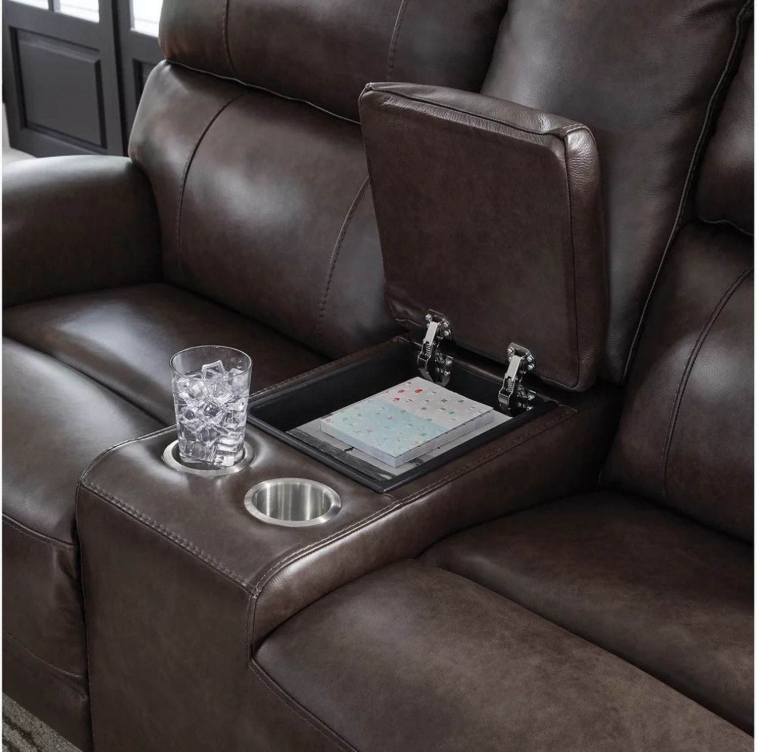 Side Step Power Reclining Loveseat with Console In Smoke NCU6450618
