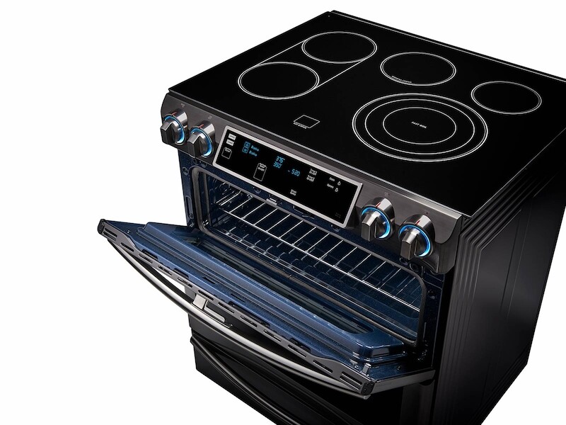 5.8 cu. ft. Slide-In Electric Range with Flex Duo™ & Dual Door in Black Stainless Steel NE58K9850WG