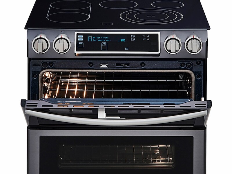 5.8 cu. ft. Slide-In Electric Range with Flex Duo™ & Dual Door in Black Stainless Steel NE58K9850WG