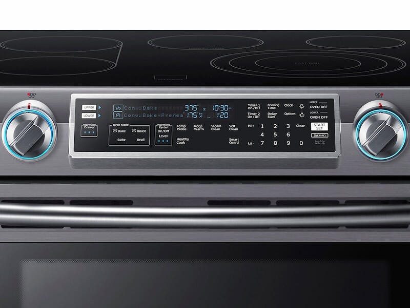 5.8 cu. ft. Slide-In Electric Range with Flex Duo™ & Dual Door in Black Stainless Steel NE58K9850WG