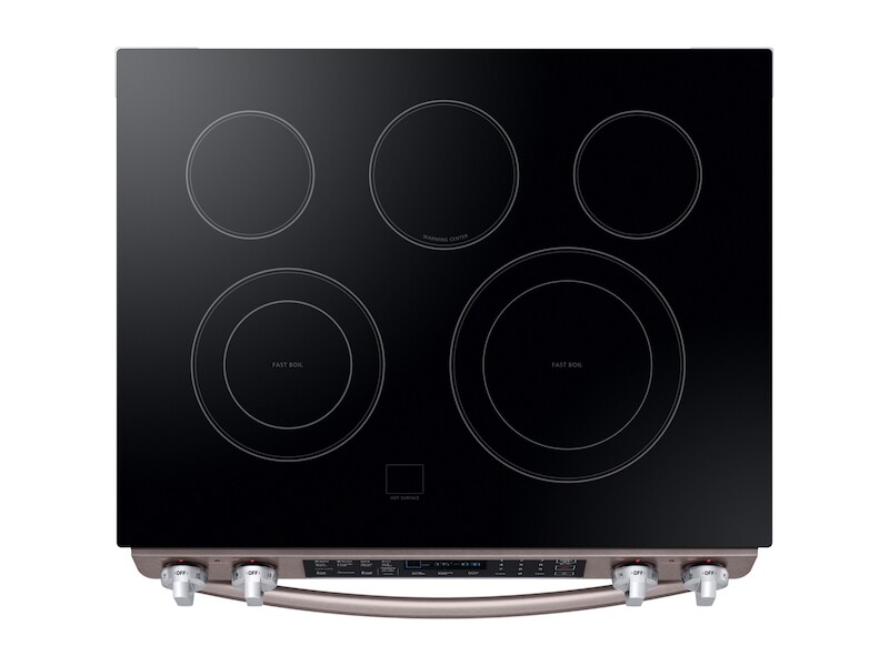 Samsung 5.8 cu. ft. Slide-In Electric Range in Tuscan Stainless Steel Fingerprint Resistant Black Stainless Steel NE58R9431SG Picture 1