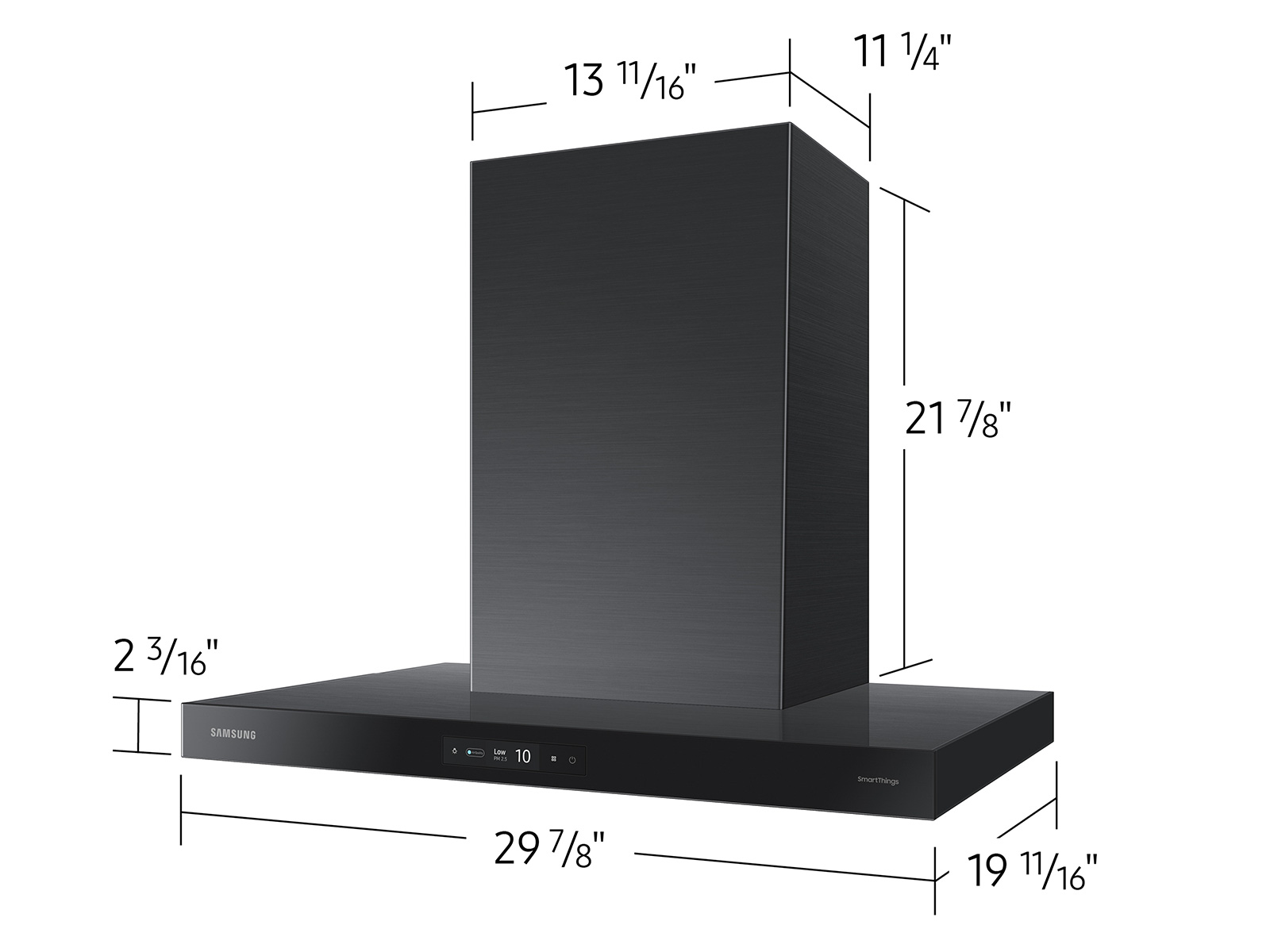 30" Bespoke Smart Wall Mount Hood with LCD Display in Clean Deep Charcoal NK30CB700W33AA