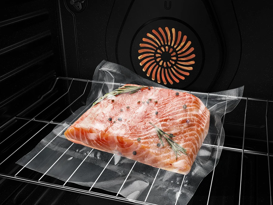 Samsung White Glass Slide-In Electric Range with Air Sous Vide