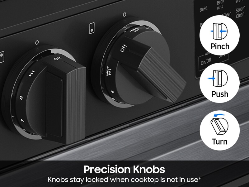 Bespoke 6.3 cu. ft. Smart Slide-In Electric Range with Precision Knobs in Matte Black Steel NSE6DG8100MTAA