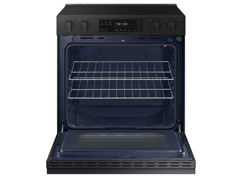 Bespoke 6.3 cu. ft. Smart Slide-In Electric Range with Precision Knobs in Matte Black Steel NSE6DG8100MTAA