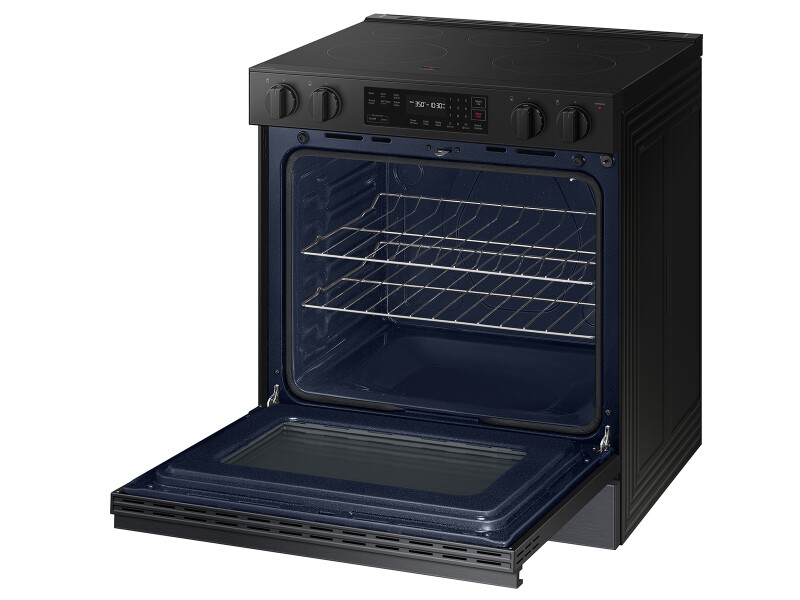 Bespoke 6.3 cu. ft. Smart Slide-In Electric Range with Precision Knobs in Matte Black Steel NSE6DG8100MTAA