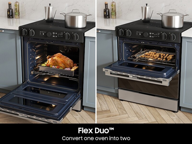 Bespoke Slide-in Electric Range Flex Duo™ | Illuminated Precision Knobs 6.3 cu.ft. NSE6DG8550SRAA