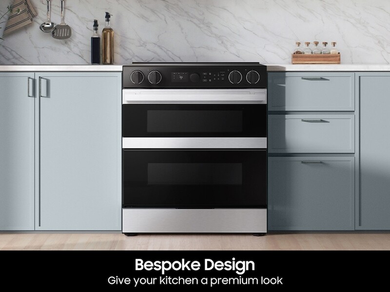 Bespoke Slide-in Electric Range Flex Duo™ | Illuminated Precision Knobs 6.3 cu.ft. NSE6DG8550SRAA