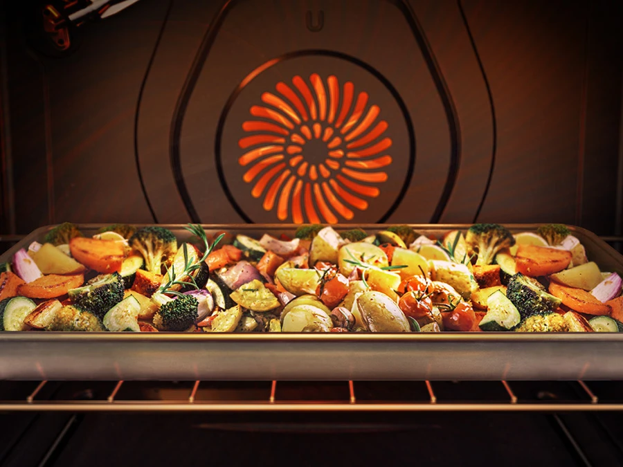 Samsung White Glass Slide-In Electric Range with Convection Vegetable