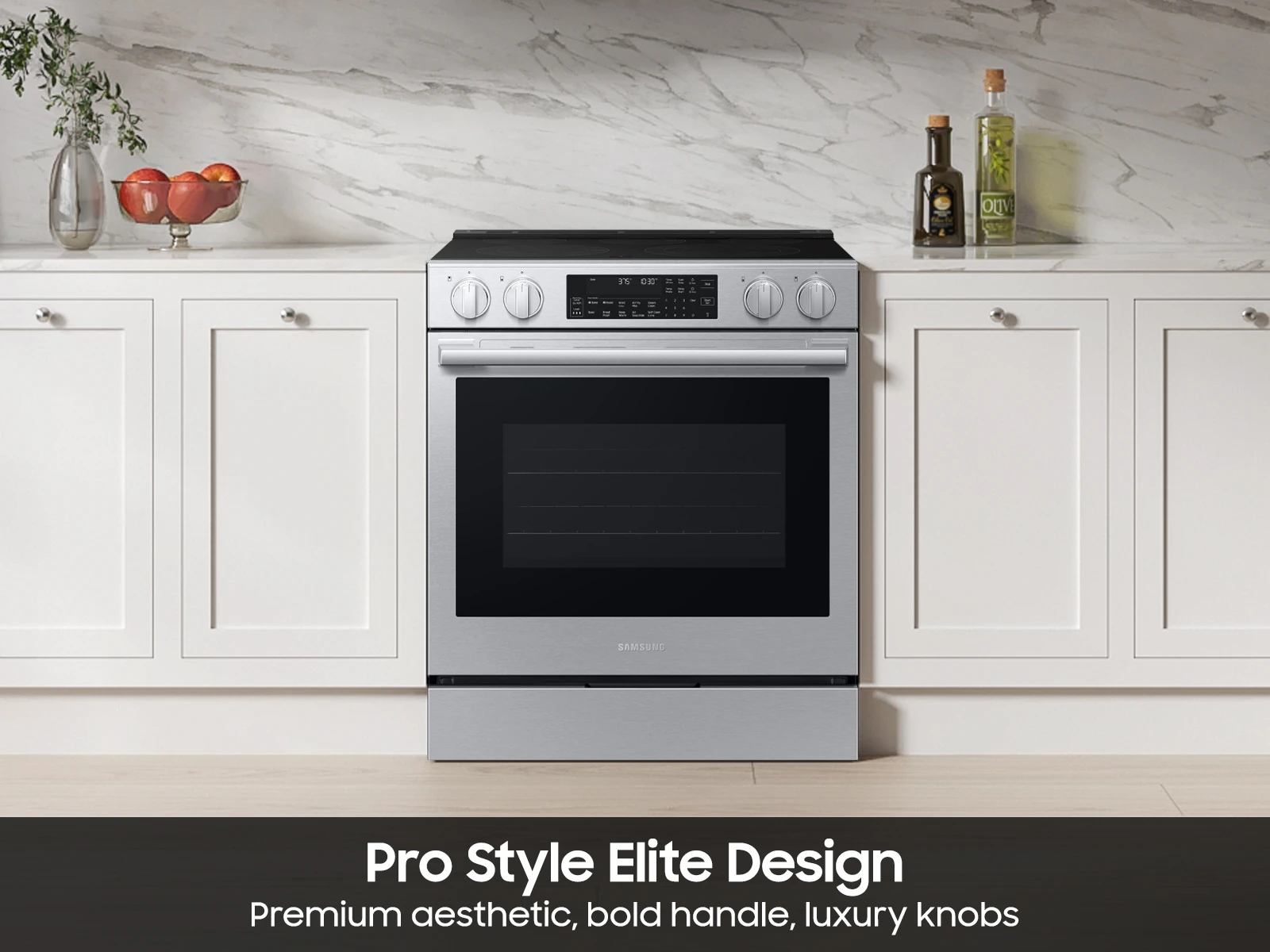 Bespoke Smart Slide-in Electric Range Pro Style Elite Design | Illuminated Knobs Air Fry Max NSE90H63SRAA