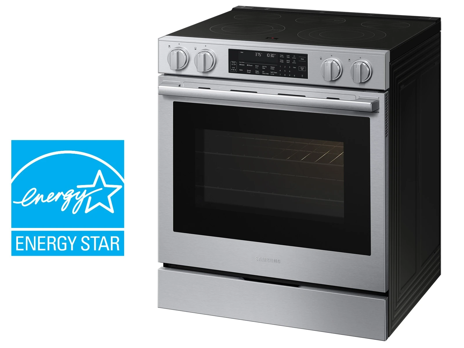 Bespoke Smart Slide-in Electric Range Pro Style Elite Design | Illuminated Knobs Air Fry Max NSE90H63SRAA