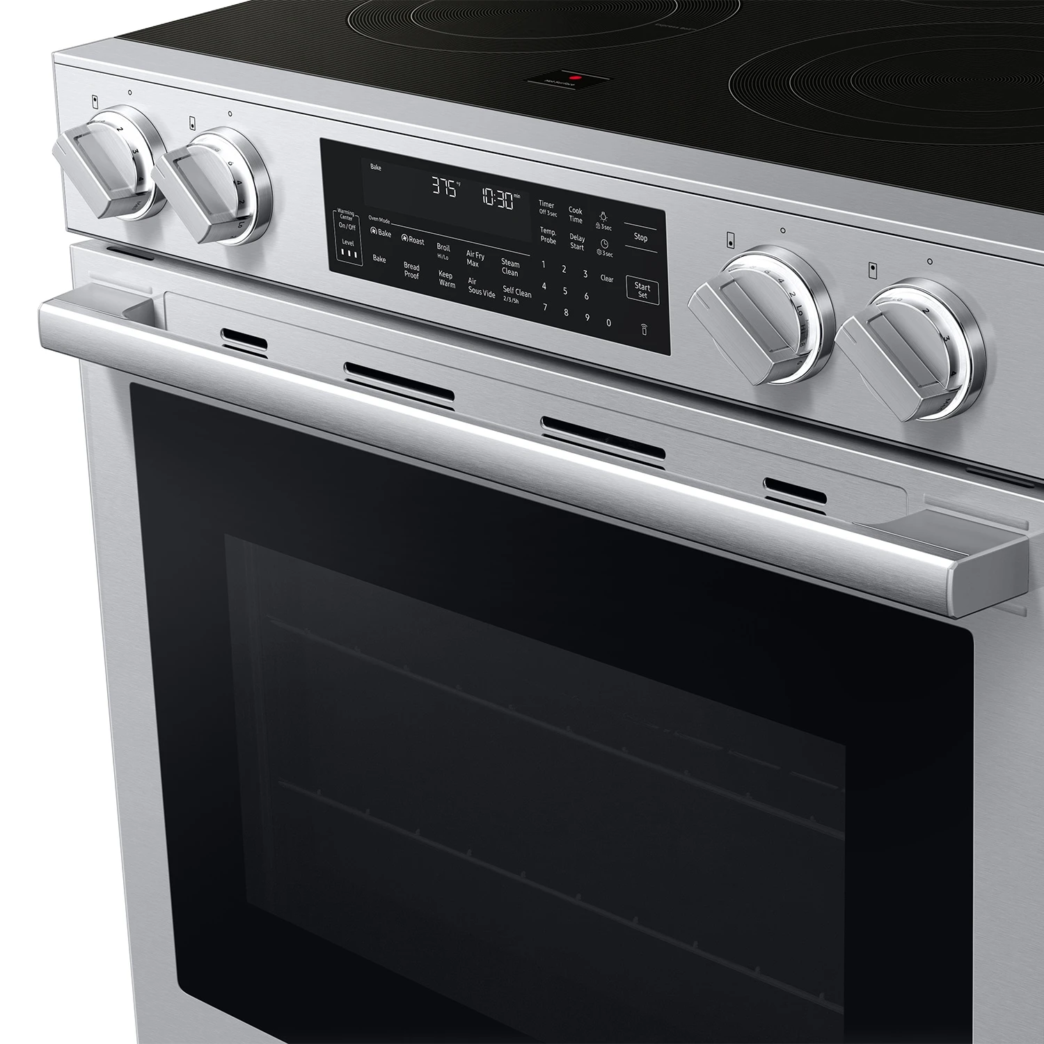 Bespoke Smart Slide-in Electric Range Pro Style Elite Design | Illuminated Knobs Air Fry Max NSE90H63SRAA