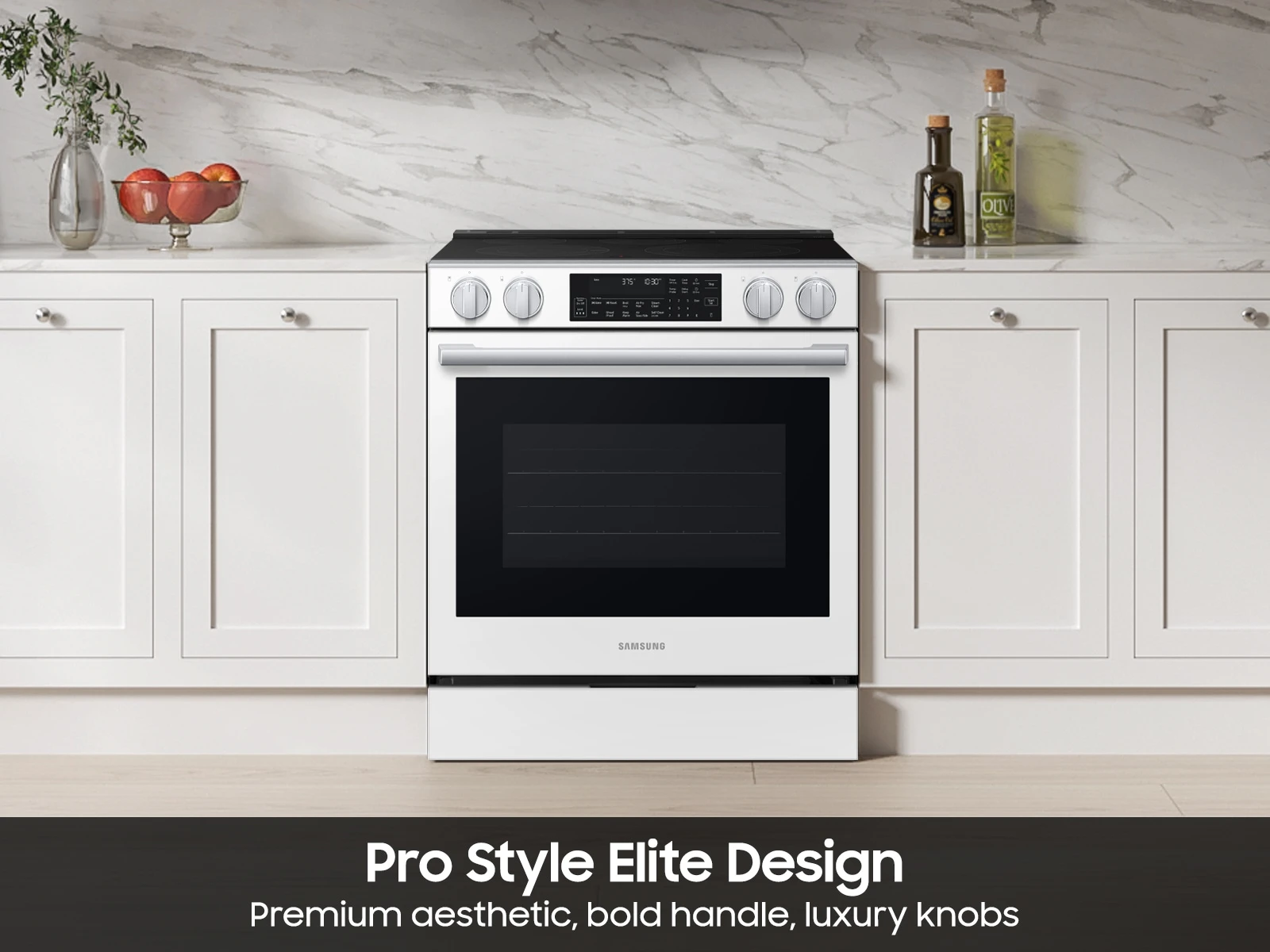 Bespoke Smart Slide-in Electric Range Pro Style Elite Design | Illuminated Knobs Air Fry Max NSE90H63SWAA