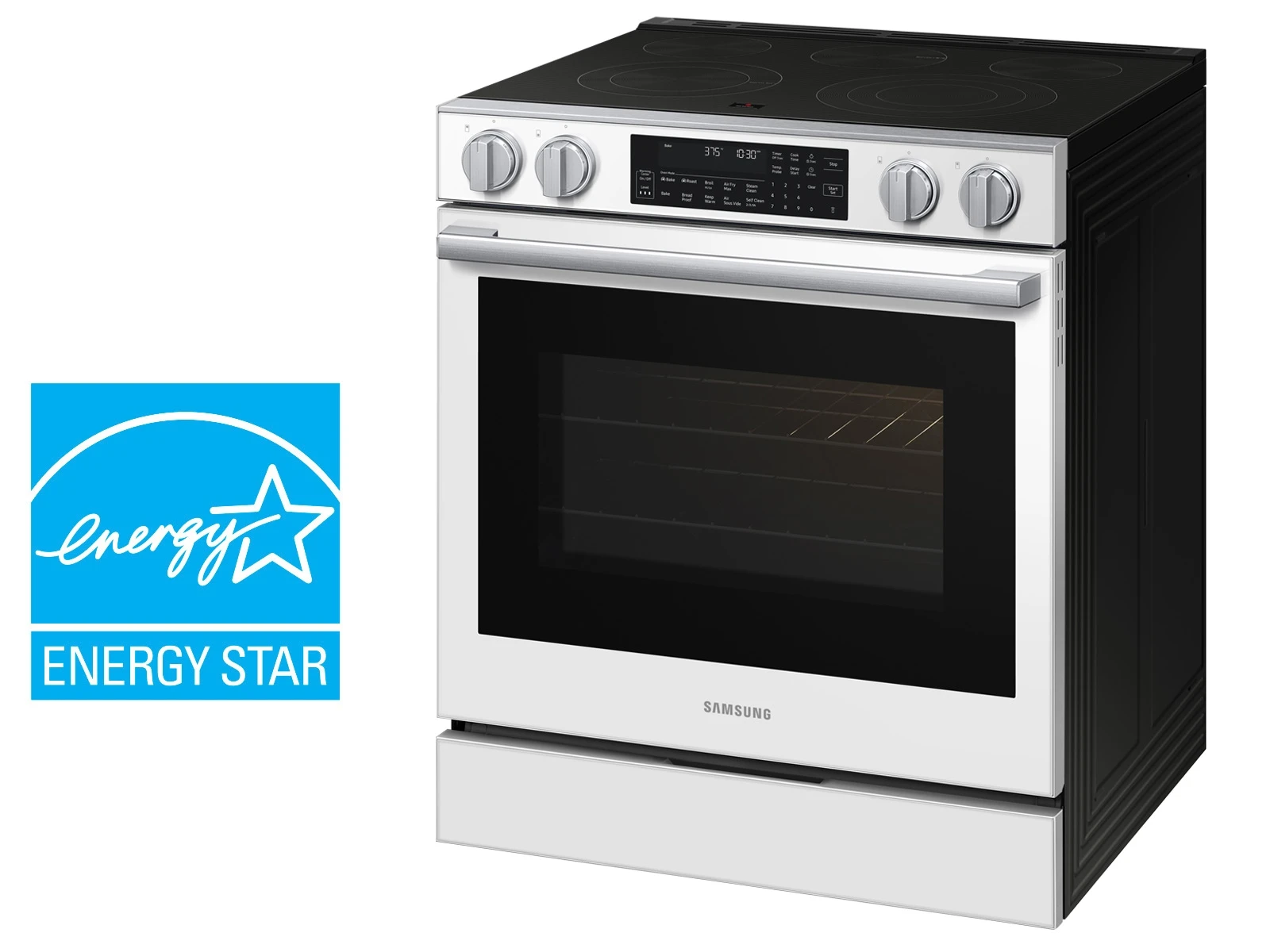 Bespoke Smart Slide-in Electric Range Pro Style Elite Design | Illuminated Knobs Air Fry Max NSE90H63SWAA