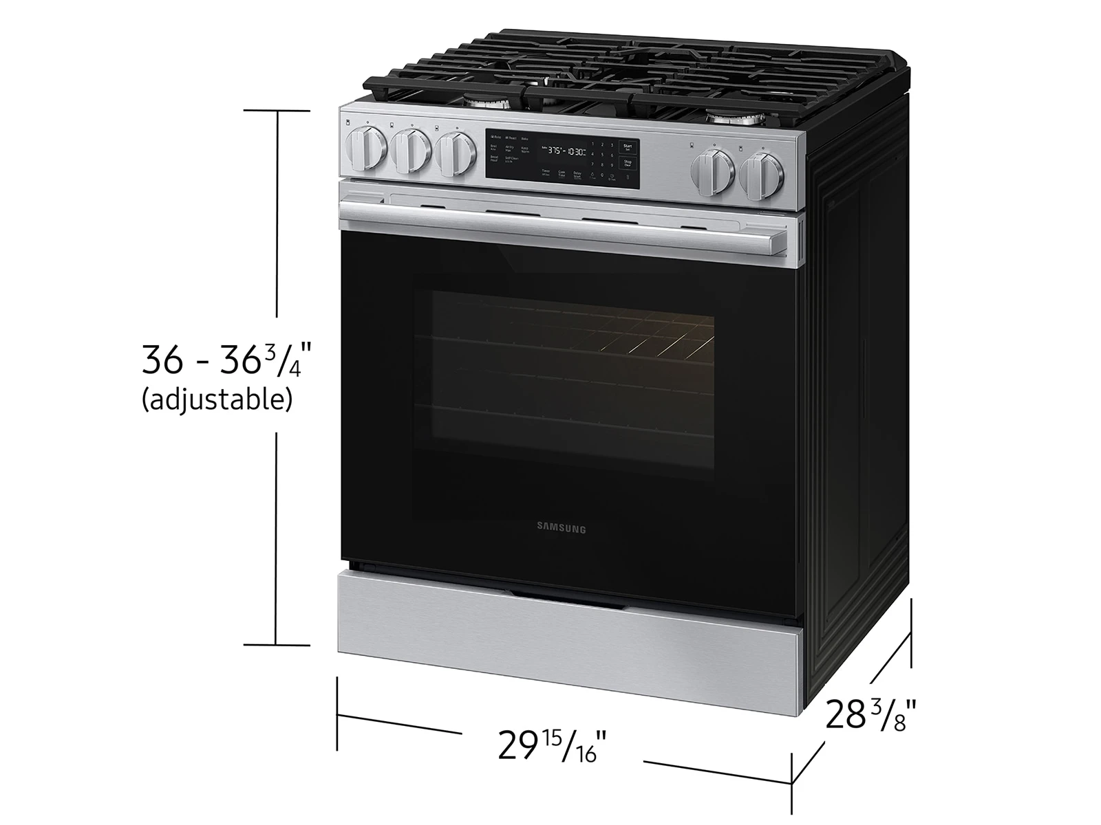 Bespoke Smart Slide-in Gas Range Pro Style Design | Air Fry Max Precision Knobs NSG70H60SRAA
