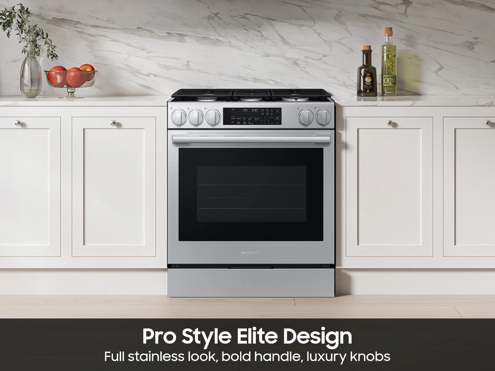 Bespoke Smart Slide-in Gas Range Pro Style Elite Design | Illuminated Knobs | Air Fry Max NSG90H60SRAA